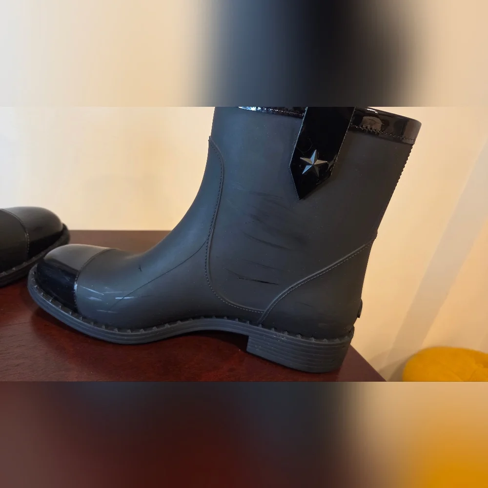 Jimmy Choo Black Rain Boots. Size 41.